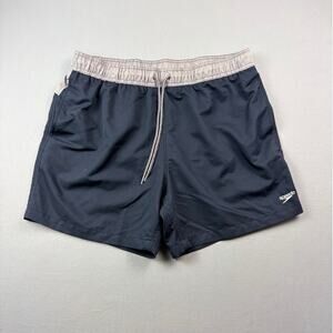 Speedo Swim Trunks Men's XL Black Gray Swim Shorts Elastic Drawstring 5" Inseam